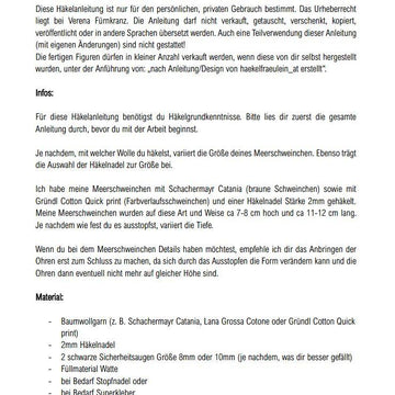 Meerschweinchen Guinea Pig Häkelanleitung deutsch und englisch