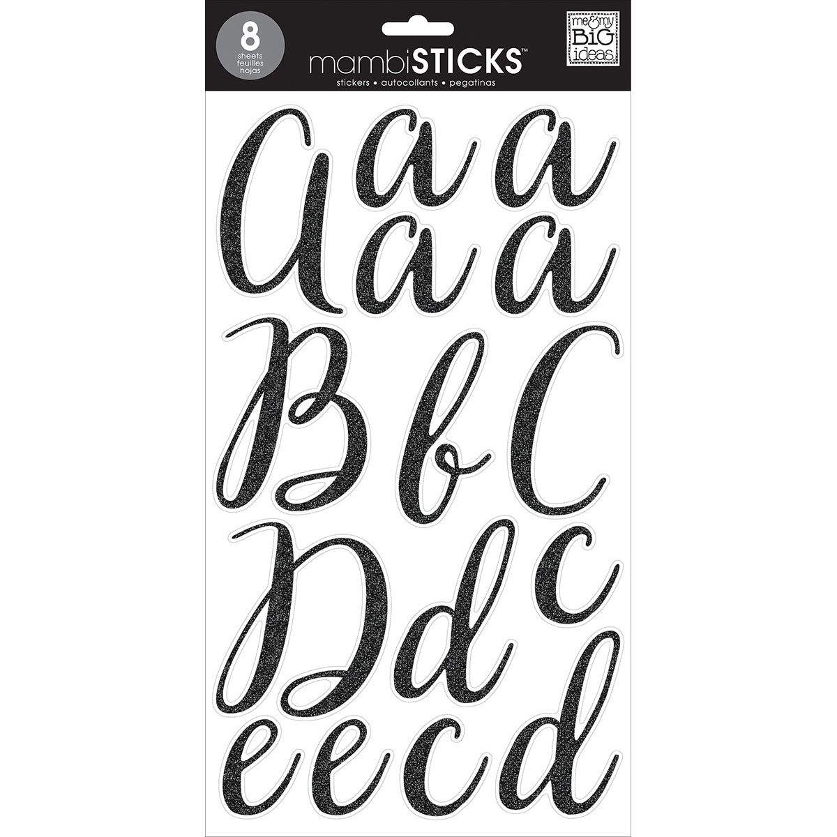 Me & My Big Ideas Large Alphabet Stickers - Victoria Cursive Black Glitter
