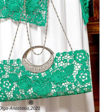 Lace emerald wedding bag