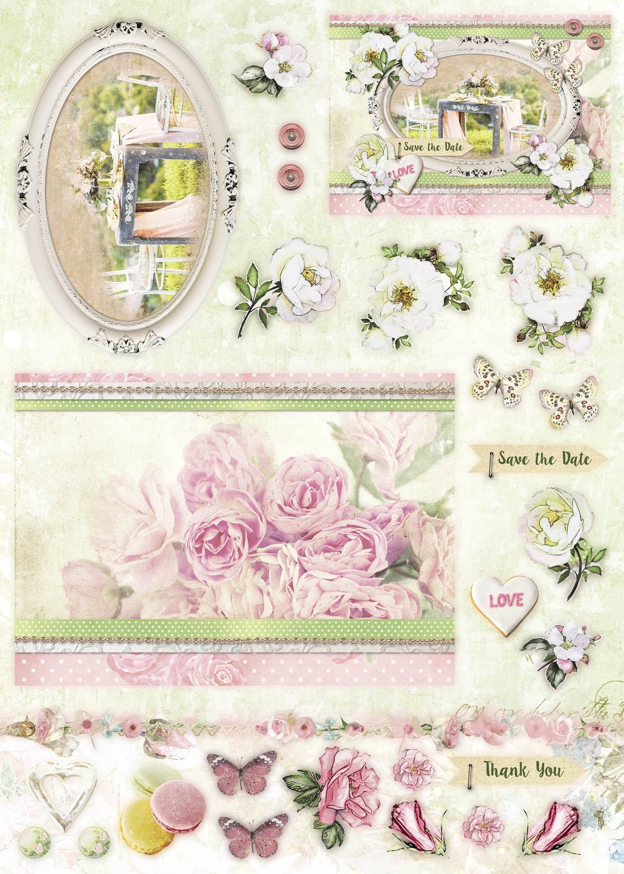 Studio Light Die-Cut Card Toppers A4 12/Pkg - Lovely Moments, Makes 12 Cards