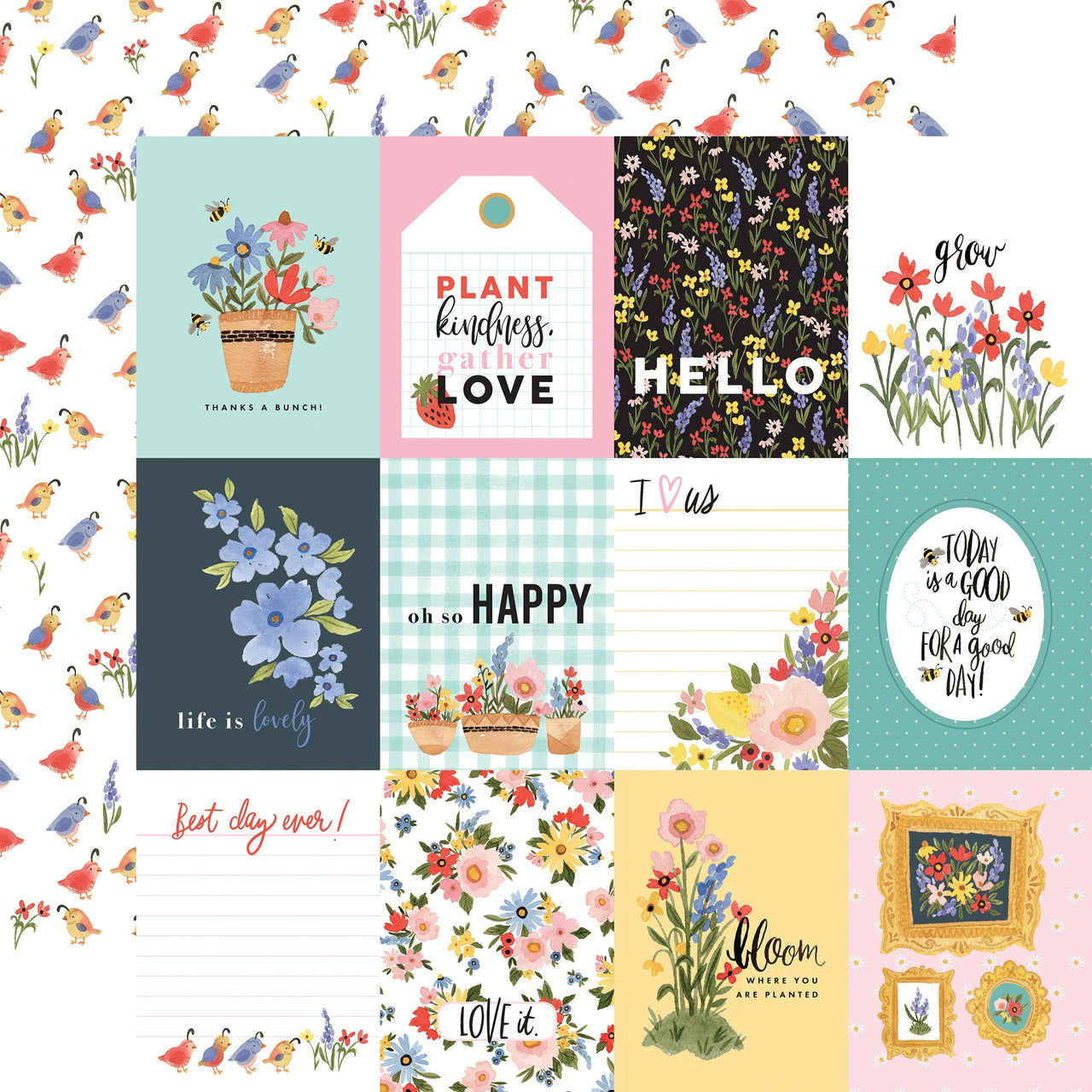 Echo Park Paper Oh Happy Day Spring Double-Sided Cardstock 12"X12" 25/Pkg - 3"X4" Journaling Cards