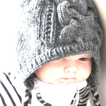 Garter stitch jacket with back pleat and cable hat - P103