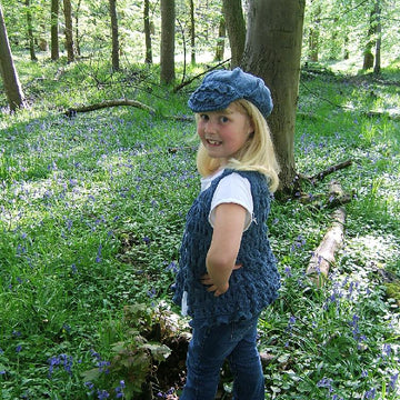 "Bluebell" Waistcoat with Baker Boy Cap and Posy Bag