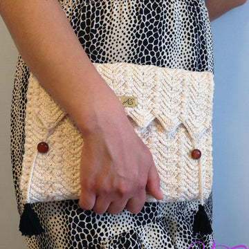 Clutch Purse Chevron with Tassels