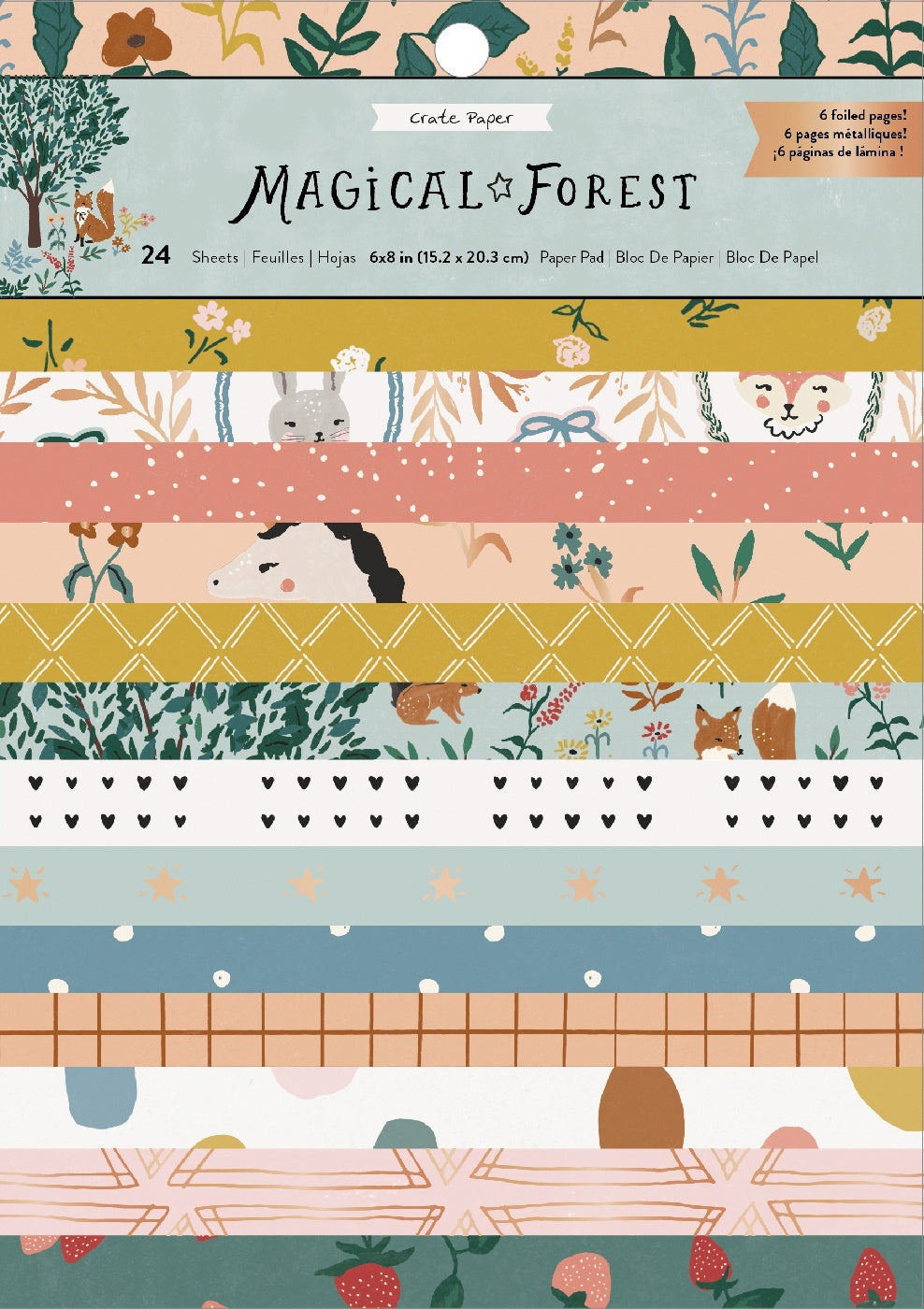 American Crafts Crate Paper Single-Sided Card Making Pad 6"X8" 24/Pkg - Magical Forest