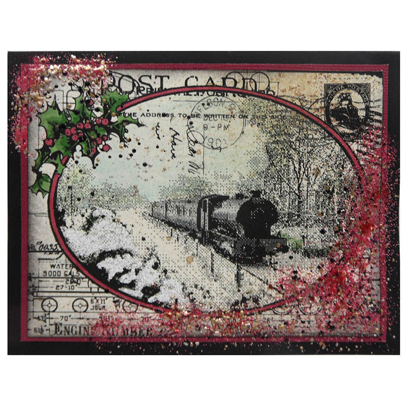 Stampendous Cling Stamp - Train Postcard
