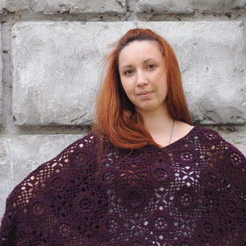 Freja crochet lace poncho with fringe