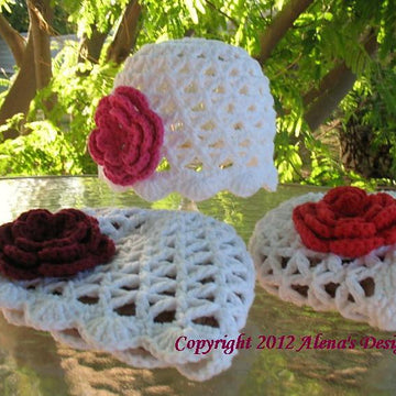 Lace Beanie Hat with Rose