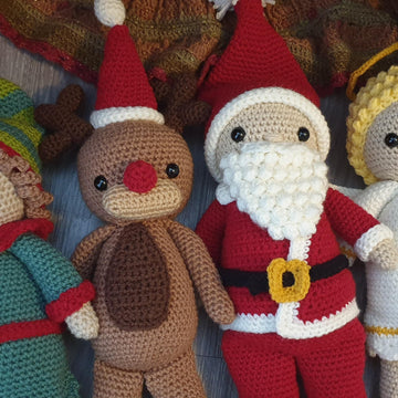 Christmas crochet dolls angel elf rudolph santa claus