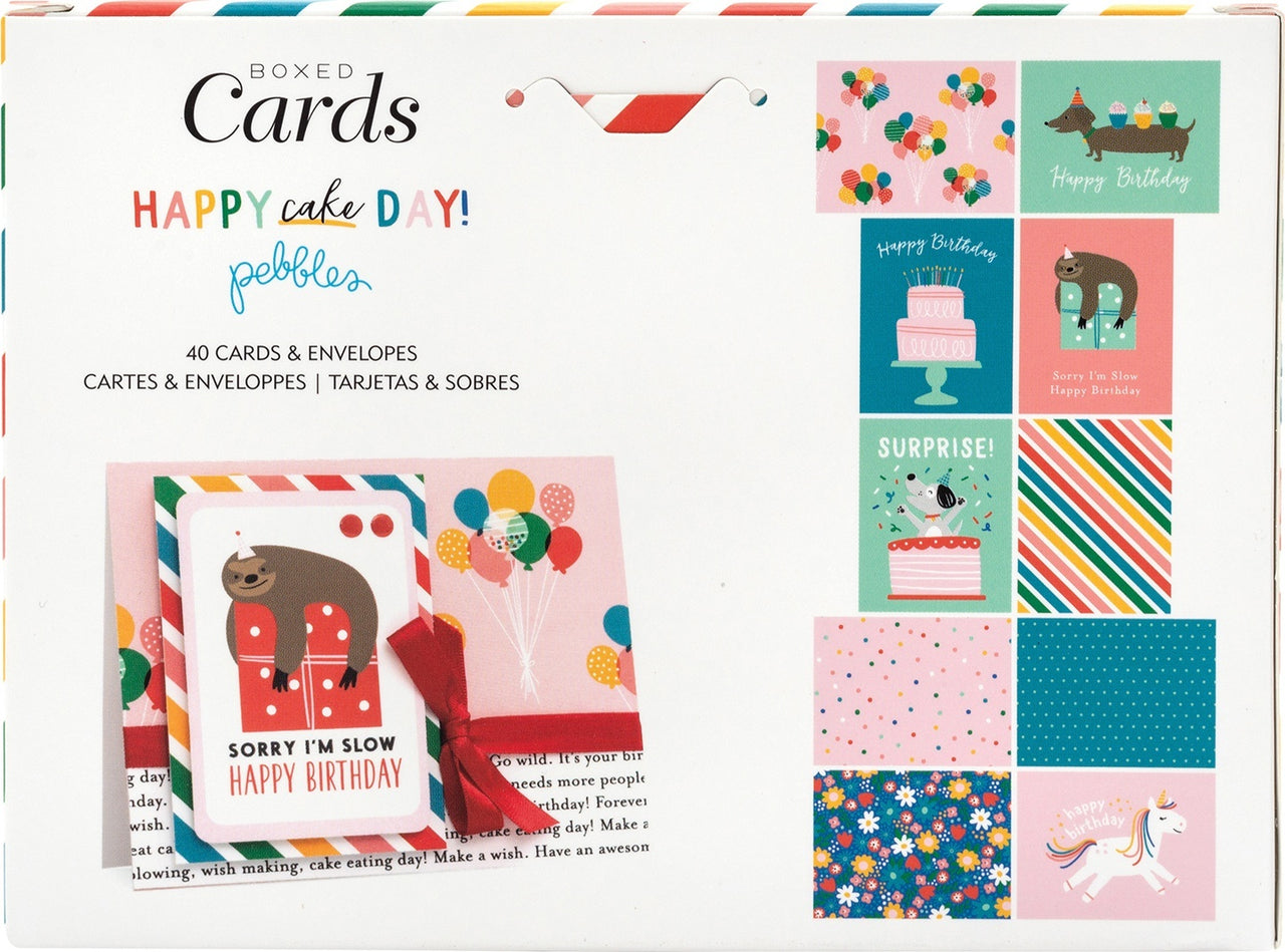 American Crafts Pebbles A2 Cards W/Envelopes (4.375"X5.75") 40/Box - Happy Cake Day