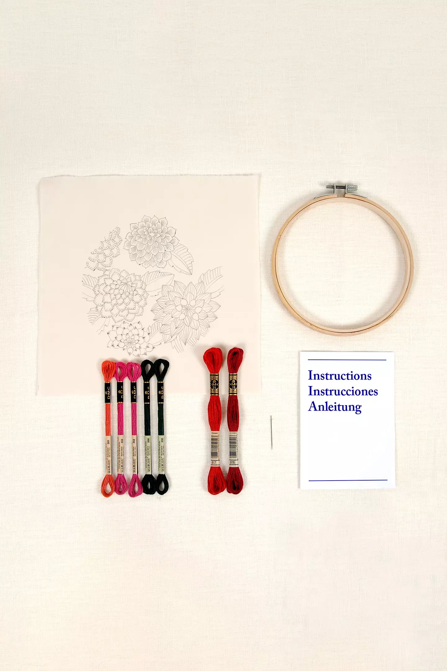DMC Dahlias by Marie-Dominique Procureur Easy Embroidery Kit