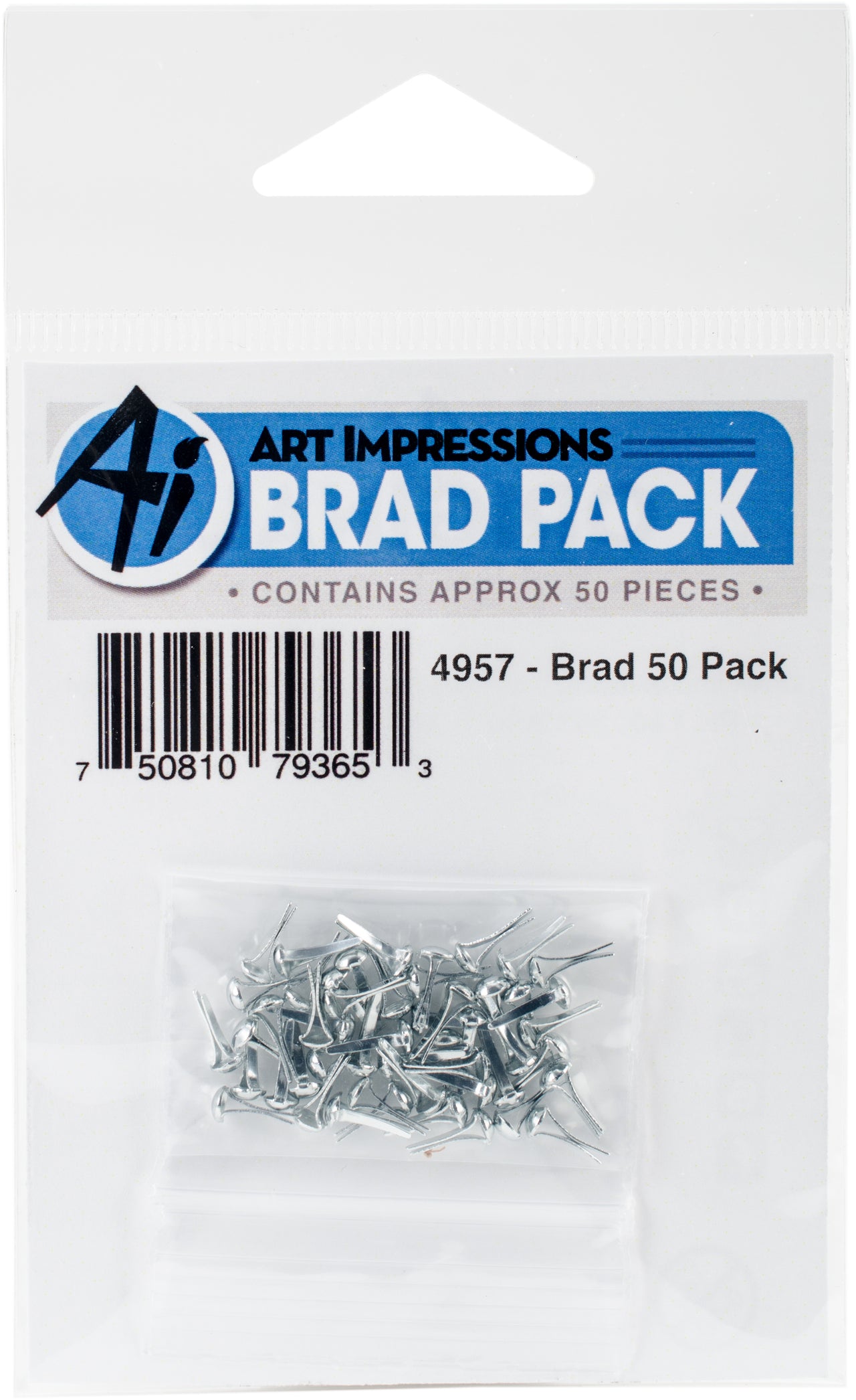 Art Impressions Brads 50/Pkg - Silver 3/32 Inch