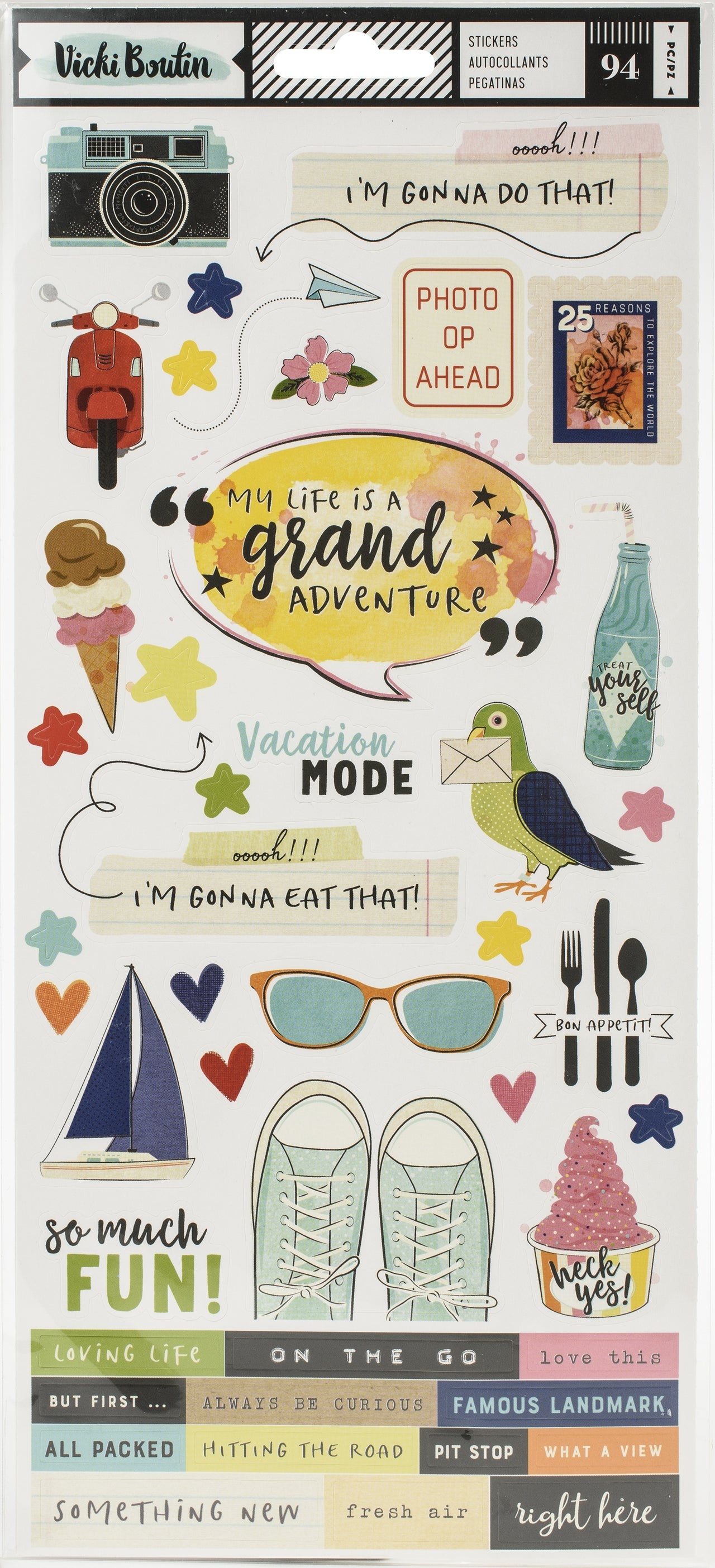 American Crafts Vicki Boutin Let's Wander Cardstock Stickers 94/Pkg - 620635