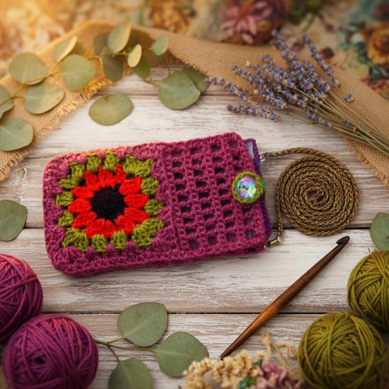 Crochet Phone Bag with Pocket Pattern – Crossbody Pouch PDF + Video Tutorial