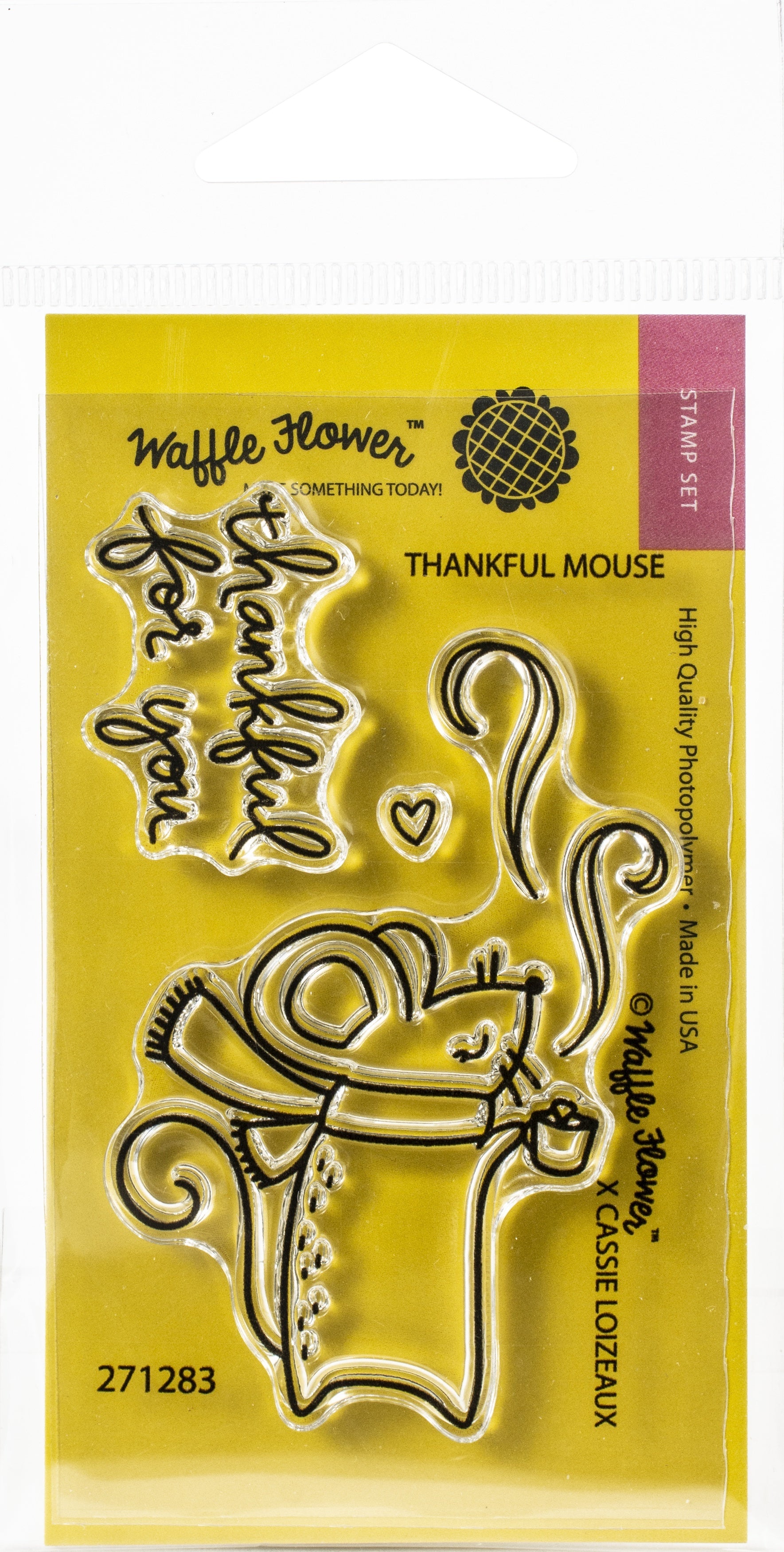 Waffle Flower Crafts Clear Stamps 2"X3" - Thankful Mouse