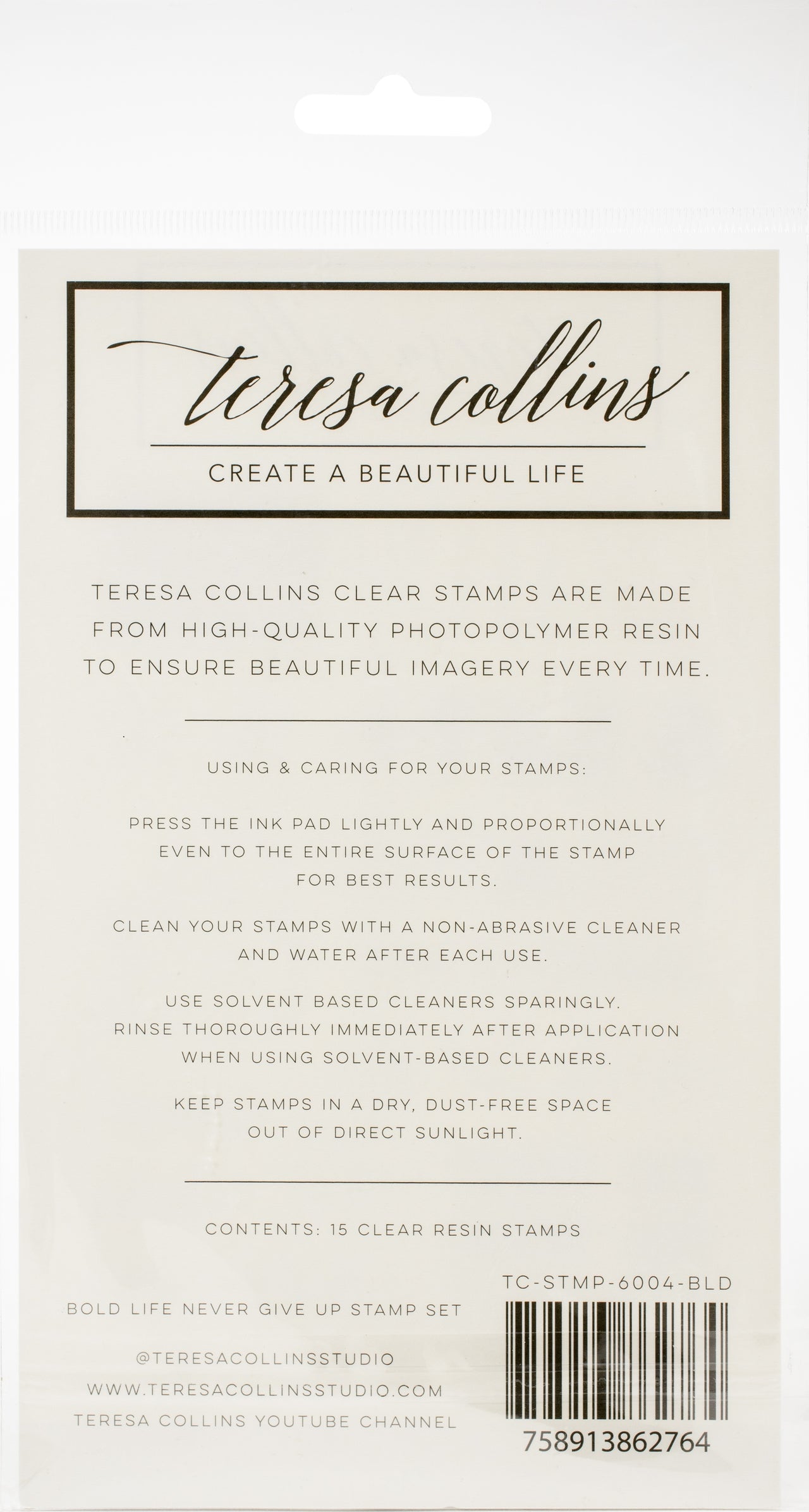 Teresa Collins Clear Stamp Set - Bold Life, Never Give Up
