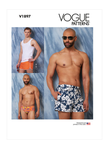 Vogue Sewing Men's Swimsuits and Tank Top V1897 - Sewing Pattern