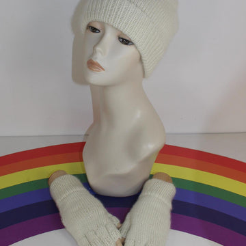 Adult & Teen Aran Ski Beanie & Short Finger Gloves