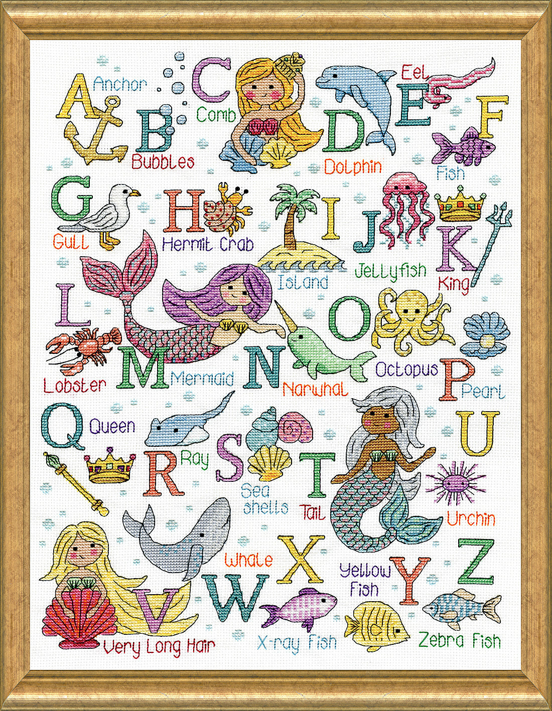 Design Works Mermaid ABC Cross Stitch Kit - 12 X 16