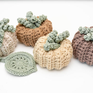 Crochet Pumpkin with Leaf Coasters