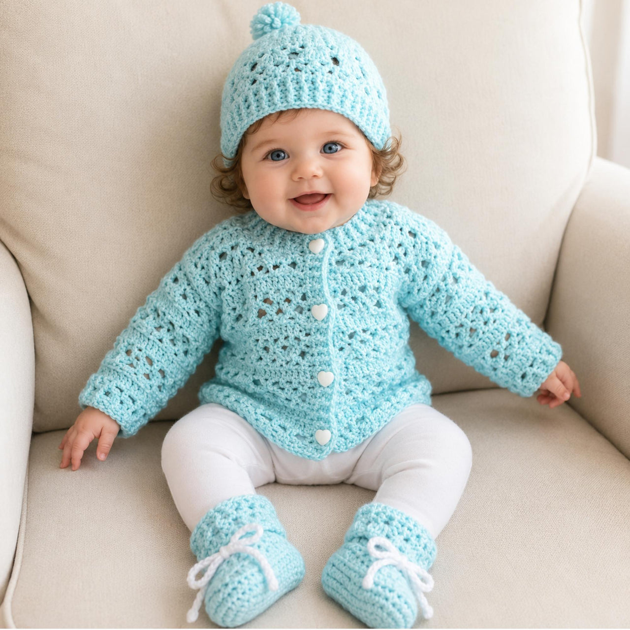 Bonnie Baby Cardigan Hat and Booties Set