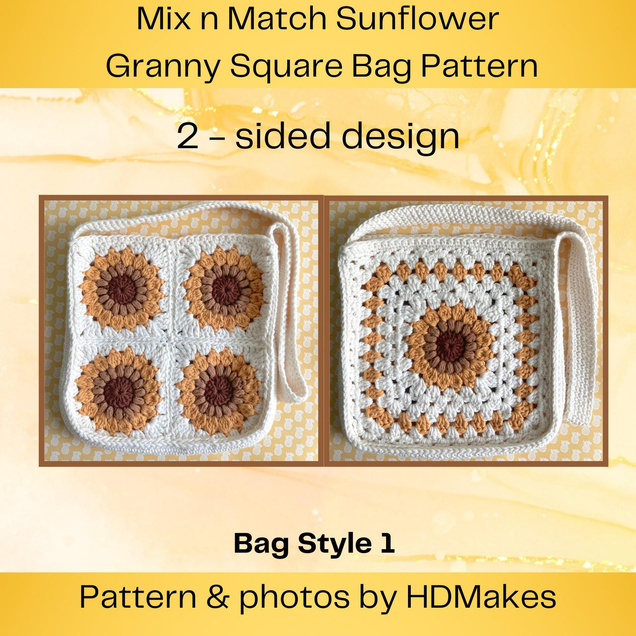 Mix n Match Sunflower Granny Square 3 in 1 Crochet Bag