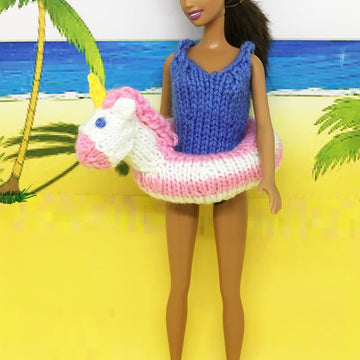Barbie: swimwear, towel, bag, unicorn rubber ring