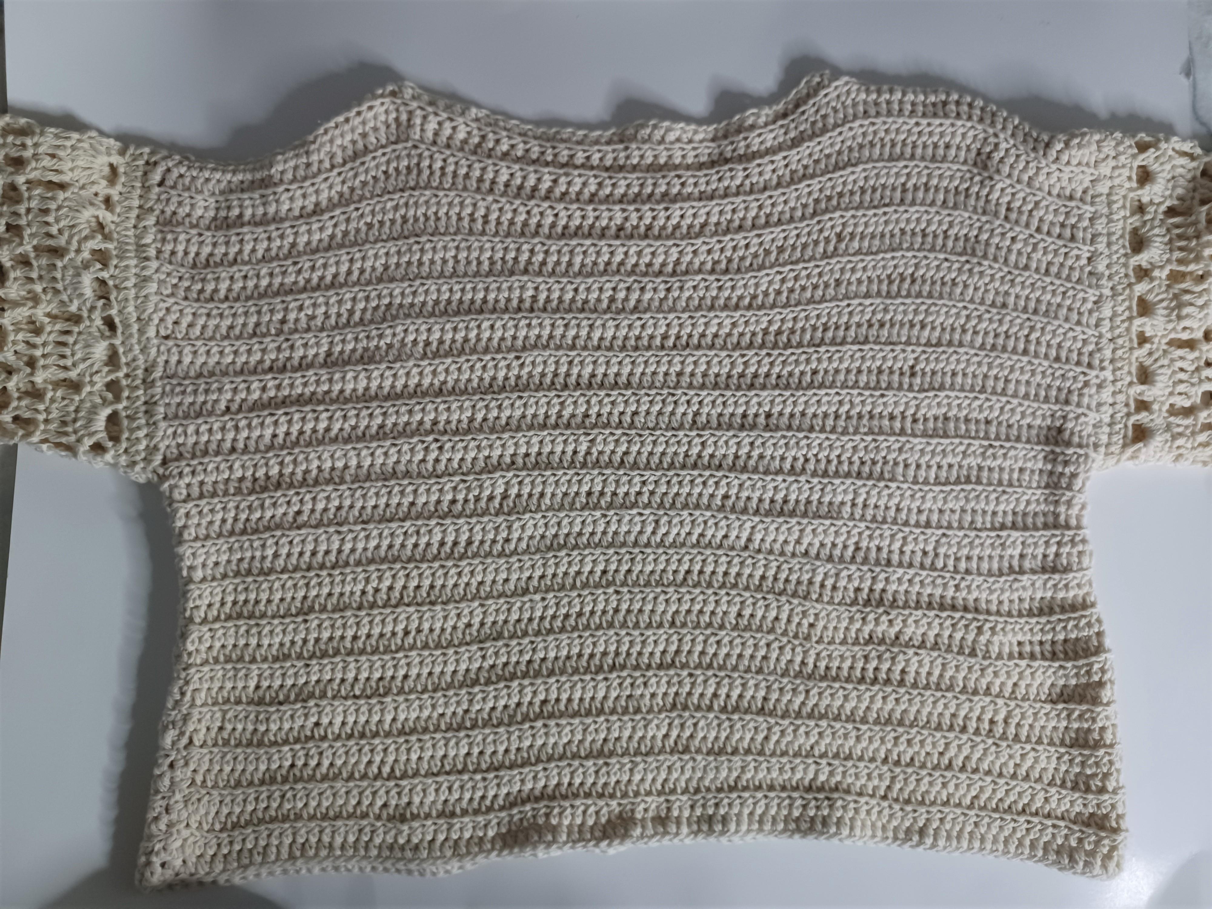 CREAM CROCHET LONG SLEEVE SWEATER - PATTERN