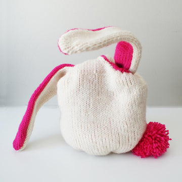 Knit Bunny Baskets, Adjustable and Reversible (bowls004)