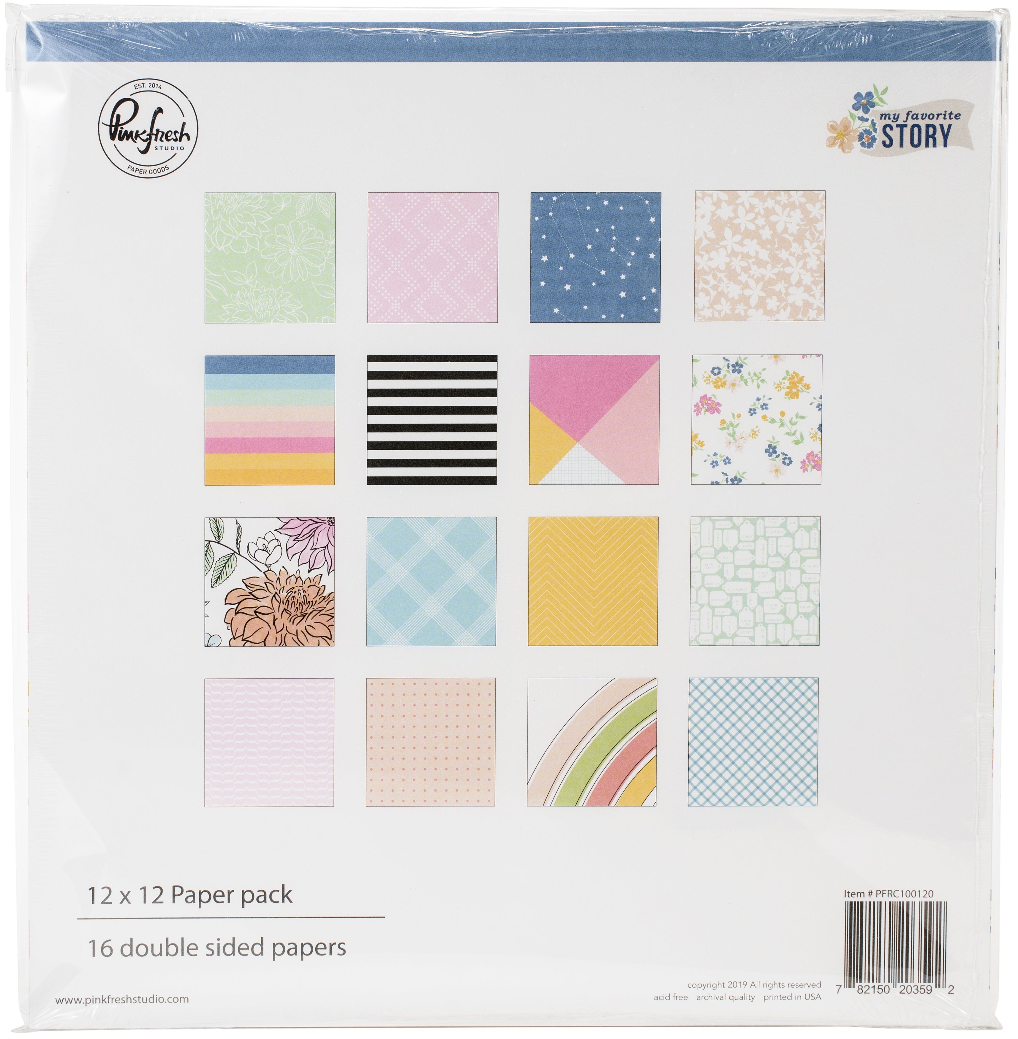 Pinkfresh Studio Double-Sided Paper Pack 12"X12" 16/Pkg - My Favorite Story, 8 Designs/2 Each