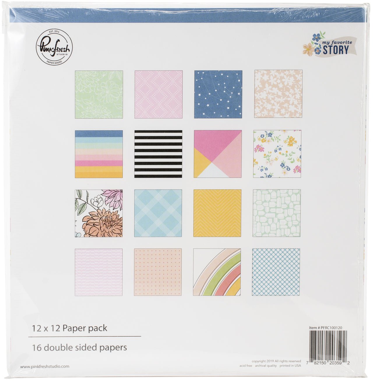 Pinkfresh Studio Double-Sided Paper Pack 12"X12" 16/Pkg - My Favorite Story, 8 Designs/2 Each