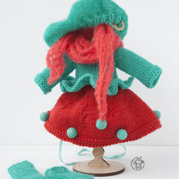 Turquoise and Scarlet outfit  for 13-14 inch dolls