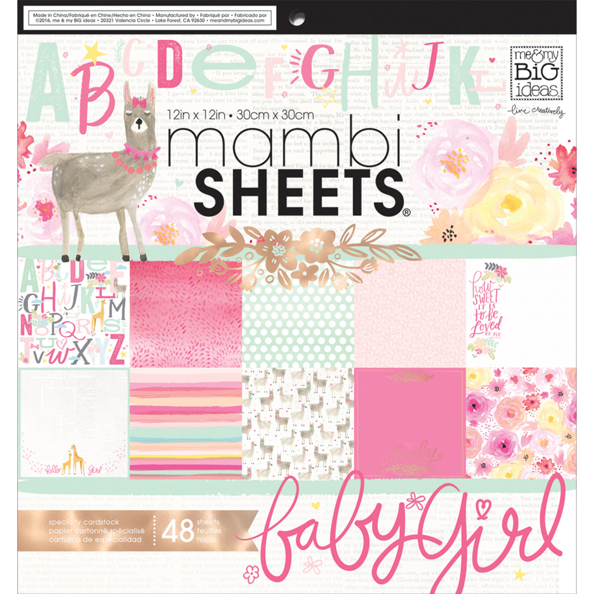 Mambi Single-Sided Paper Pad 12"X12" 48/Pkg - She's So Lovely