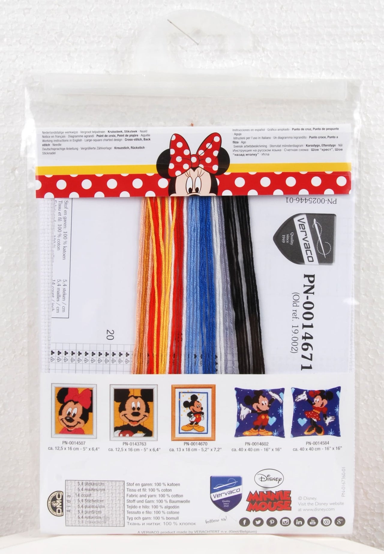 Vervaco Counted Cross Stitch Kit Disney Minnie Mouse Cross Stitch Kit