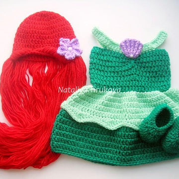 Princess Ariel Baby Hat and Dress Outfit