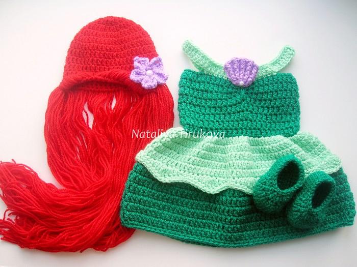 Princess Ariel Baby Hat and Dress Outfit