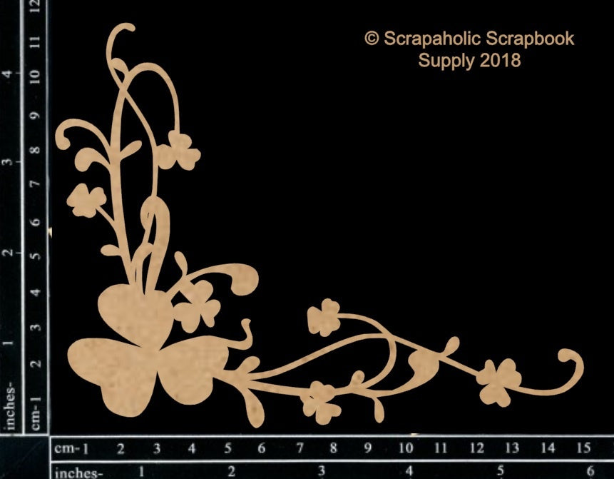 Scrapaholics Laser Cut Chipboard 1.8mm Thick - Shamrock Corner, 6"X4.75"