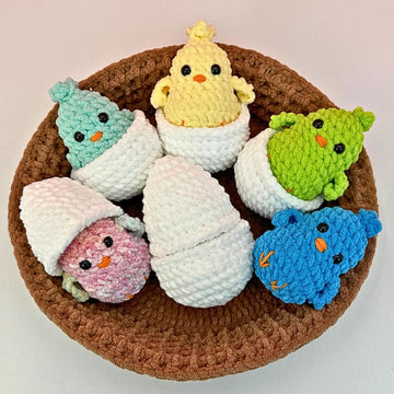 Adorable Baby Chicken Crochet Pattern, Chick in Egg and Nesting Basket