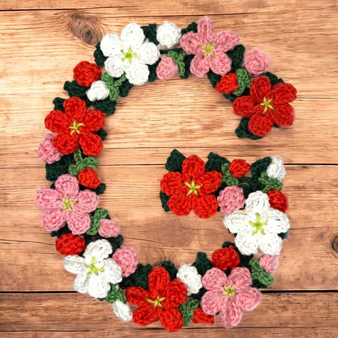 Floral letter G crochet applique pattern