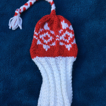 Knitted Christmas golf club covers