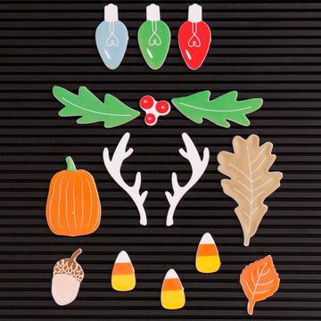 American Crafts DCWV Letterboard Icons 14/Pkg - Winter & Fall