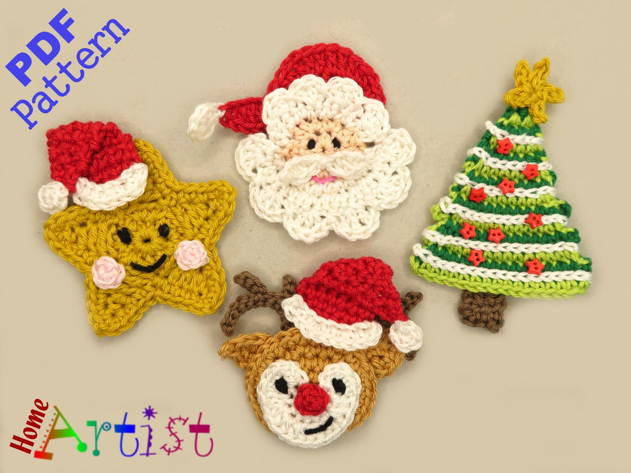 Christmas set Crochet Applique Pattern