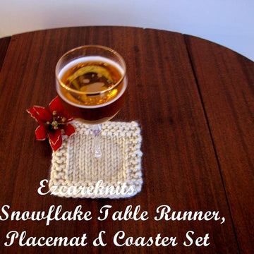 Snowflake Table Runner, Placemat, Coaster Set