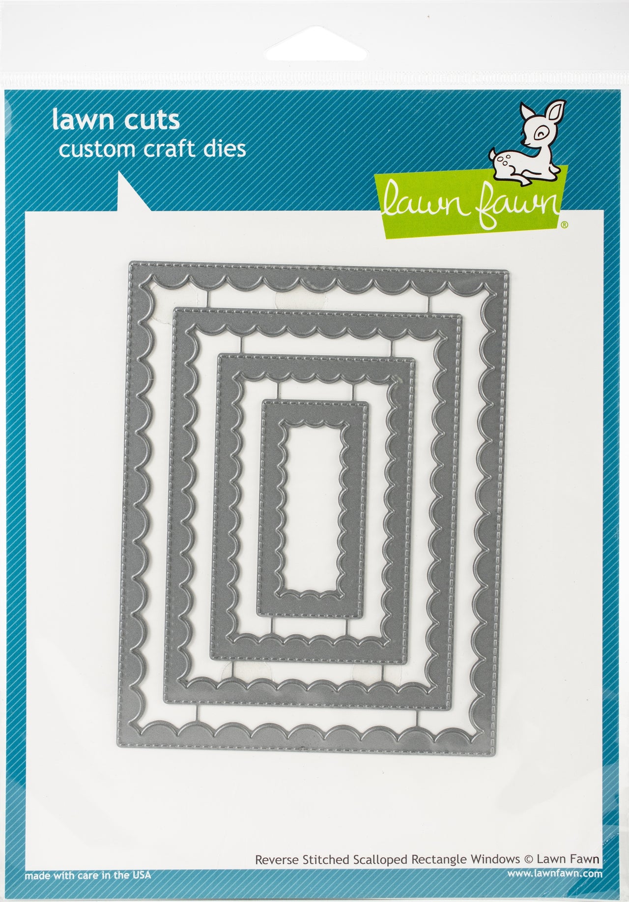 Lawn Fawn Lawn Cuts Custom Craft Die - Reverse Stitch Scallop Rectangle Window
