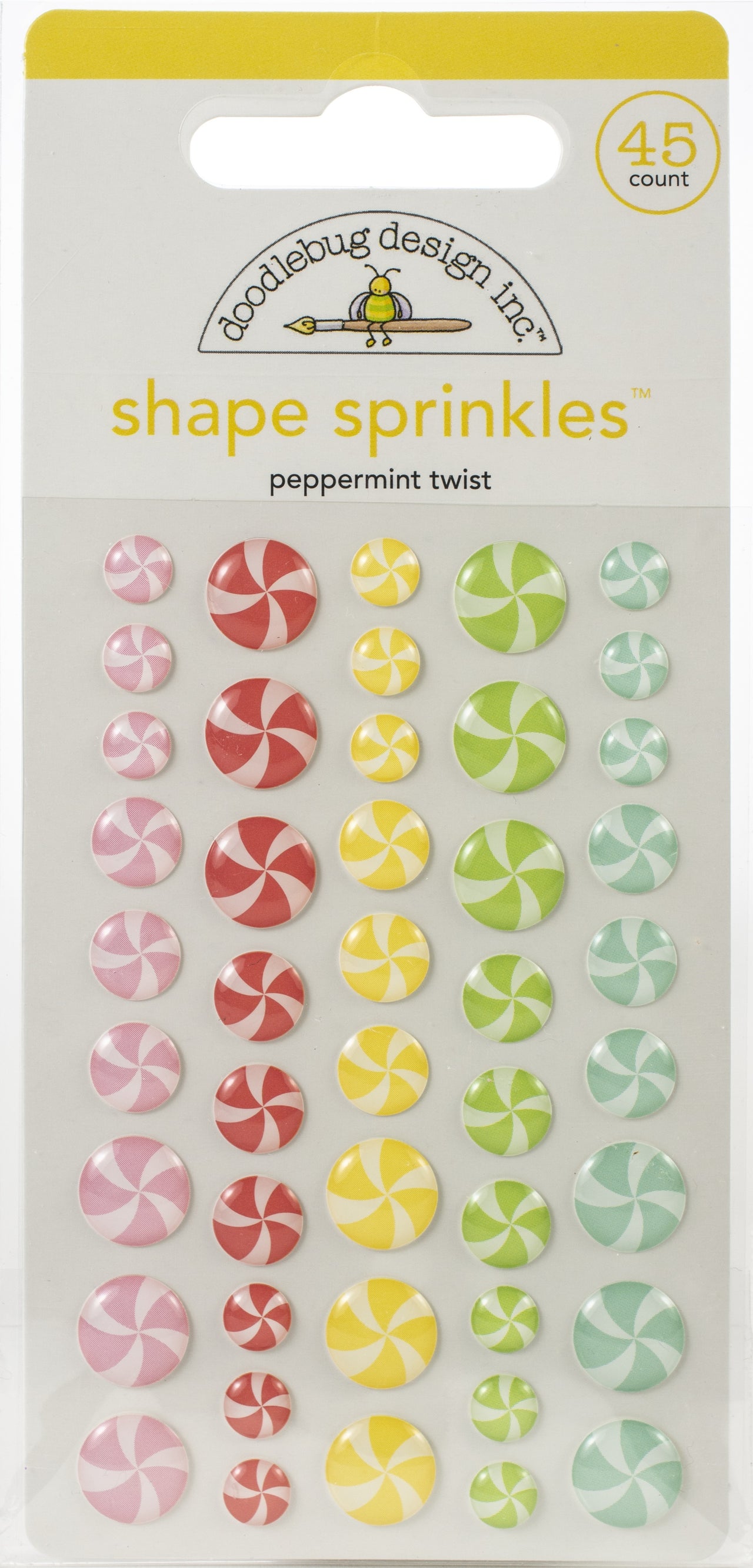 Doodlebug Sprinkles Adhesive Enamel Shapes - Peppermint Twist, Christmas Magic