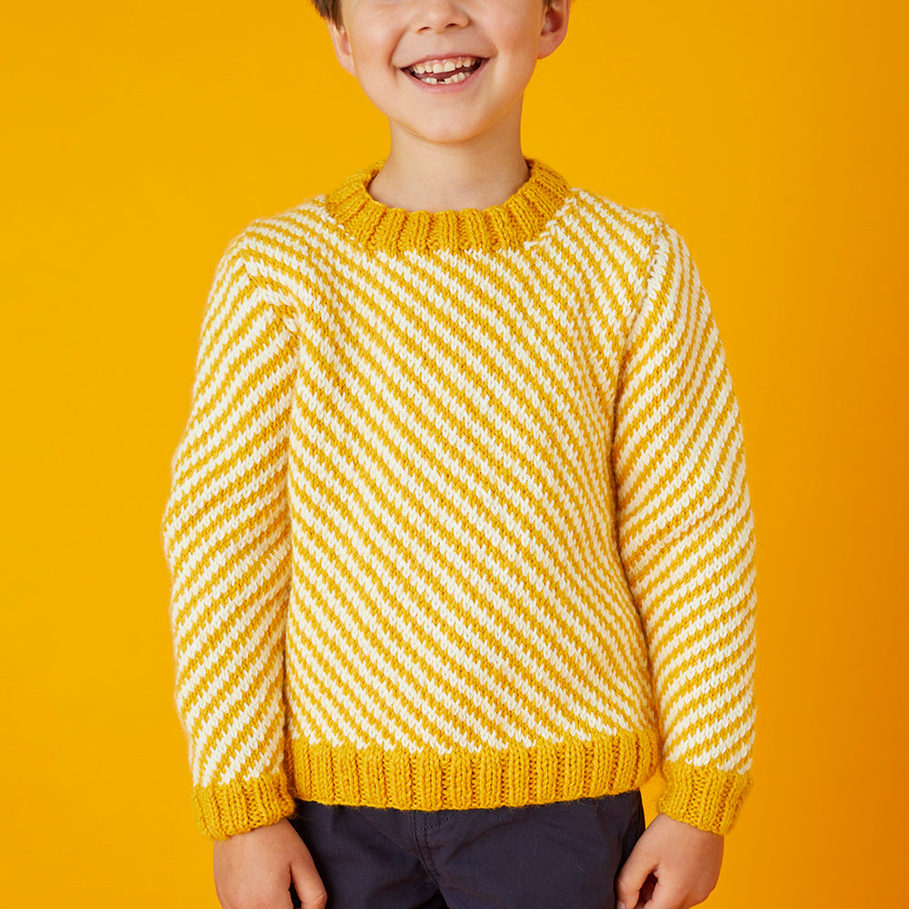 " Zig Zag Fairisle Sweater " - Free Sweater Knitting Pattern For Boys and Men in Paintbox Yarns Wool Mix Aran by Paintbox Yarns