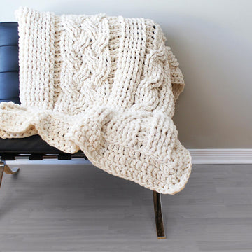 Chunky Double Cable Crochet Blanket / Rug