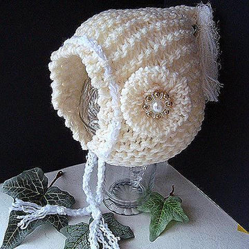 594 KNITTING pattern, hood, bonnet, and flower