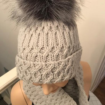 Ladies Mock Cable Hat & Cowl Aran Yarn