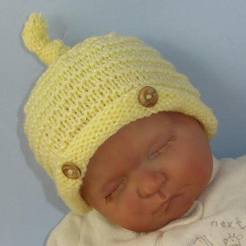 Baby Roll Brim Stripey Topknot Beanie Hat